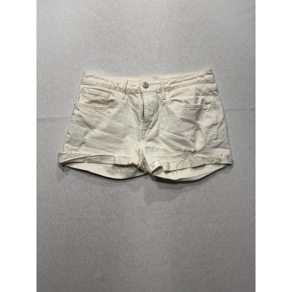 FRAME Le Grand Garcon Boyfriend Denim Shorts White 27 LGGSH470 Frayed Cut Off
